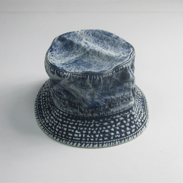 Vintage Washed Denim Sombrero en blanco del cubo