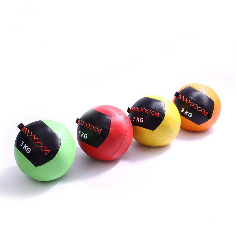 Gym Exercise  Durable PU Leather Soft Medicine Wall Hanging Ball For Weight Training