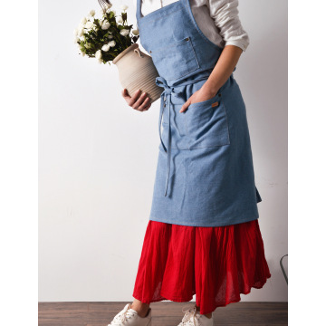 Nordic custom LOGO denim sleeveless neck apron