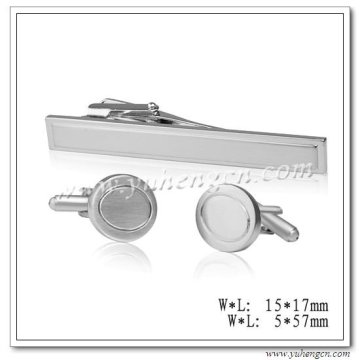 Brushed Tie Clip Cufflinks Set