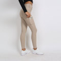 Frauen Leggings Khaki Pferdhose mit Tasche