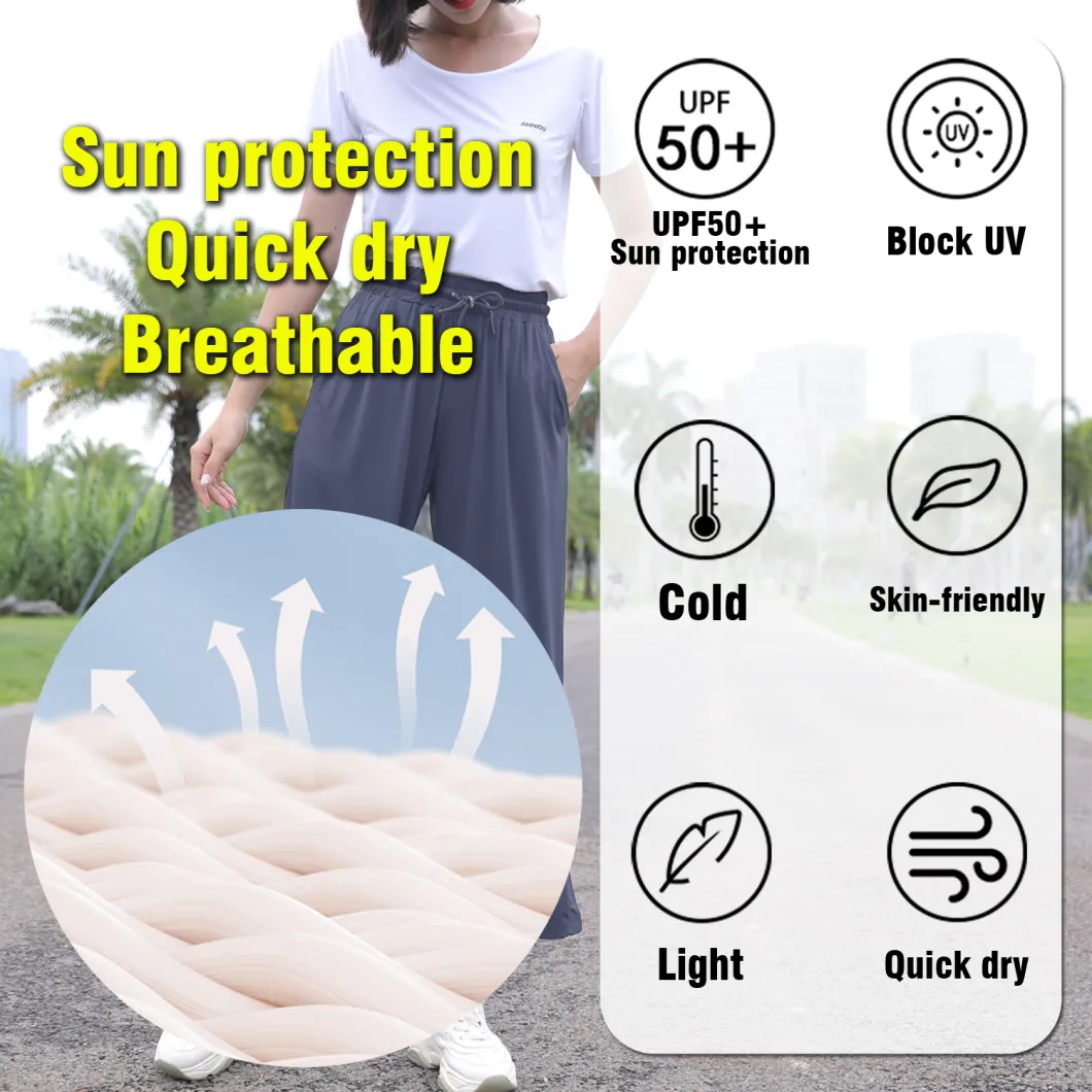 Upf50+ Anti-Ultraviolet Wide-Leg Cropped Ladies Quick Drying Pants