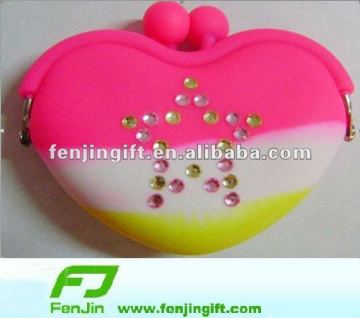 diamond heart shape pochi silicone coin purses