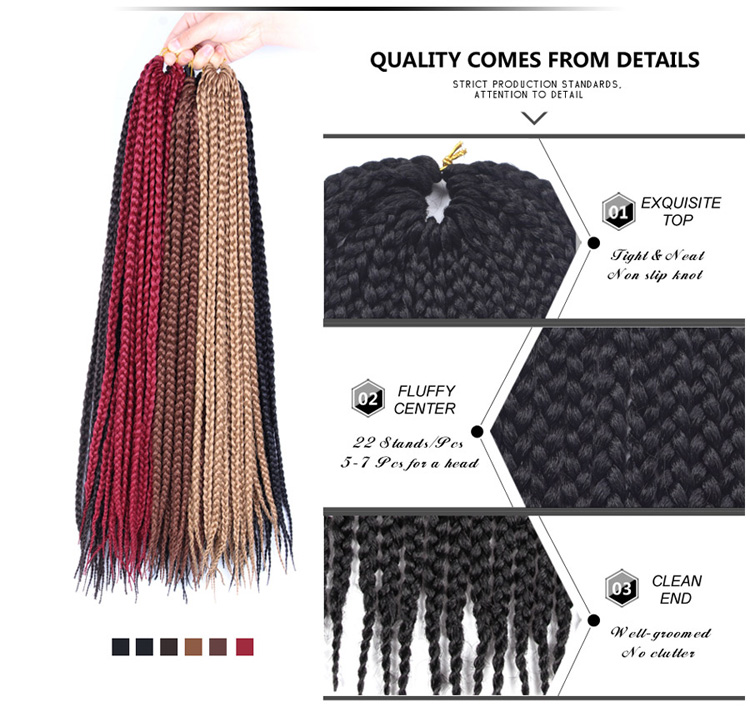 AliLeader Wholesale Price Synthetic Braiding Hair Extension Crochet Box Braid For Women