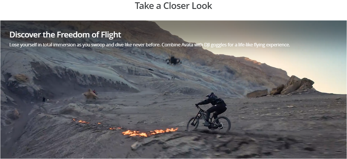 Immersive flight experience 4K/60fps 155 degree ultra wide field of view video powerful video stabilization function AVATA drone
