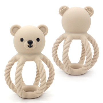 Bear-Shaped Silicone Rattle Teether Ball Baby Toy