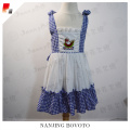 Latest Bule Check Embroidered Party Dress For Girls
