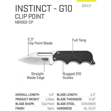 Vysoce kvalitní kompaktní kempování pevného nože na čepel - SOG Pocket Knife Tactical s tvrdým pláštěm a nastavitelným klipem