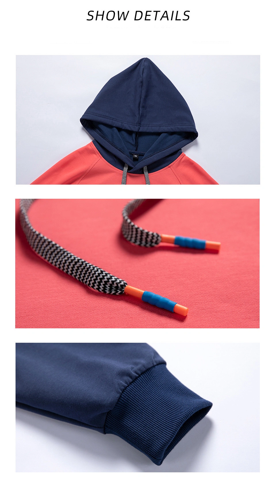 Men Personality Trend Color Matching Stitching Slim Hoodie