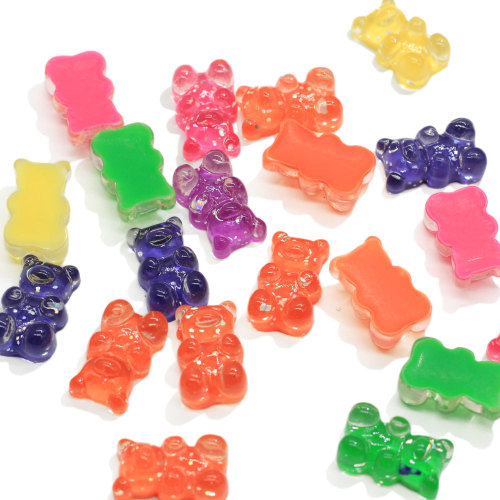 Resin  Cute Glitter Gummy  Bear Kawaii Charms Beads Flatback Cabochon  For DIY Earrings Decor slime Accessory