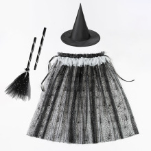 Halloween Cape Witch Hat Broom Set for Girls