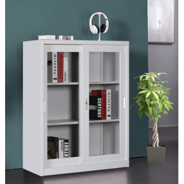 Petite armoire demi-hauteur avec porte coulissante en verre