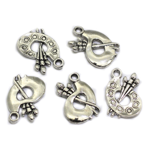 17mm Alloy Charm Art Brush And Palette Charms For Necklace Earring Bracelet Pendant Jewelry Making