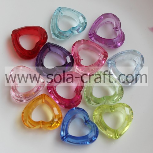 Achat de perles de charme de coeur de cristal en plastique de couleurs transparentes claires de 18 * 20MM