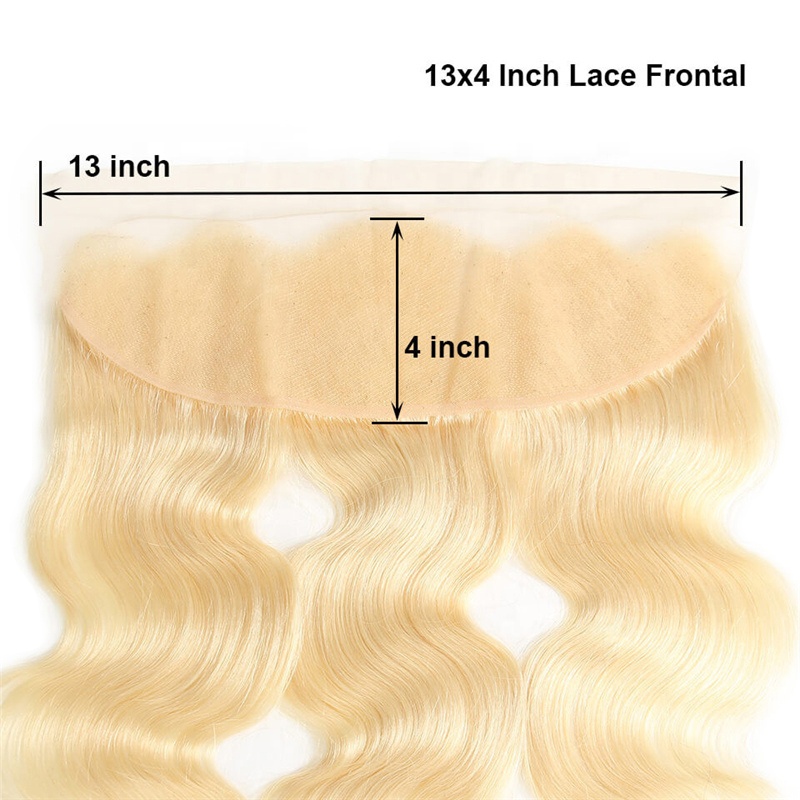 Blonde Virgin Hair Ear To Ear Bleached Knots Brazilian Young Girl 613 Hair Body Wave Lace Frontal Closure