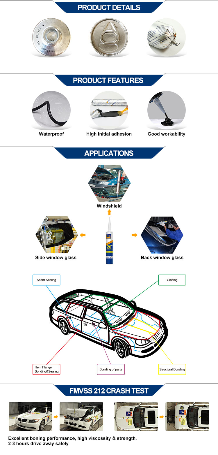 Polyurethane PU Adhesive Sealant for Automobile Car Auto Windshield Glass Vehicles Windscreen Sealing
