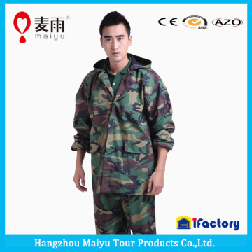 Maiyu 2015 fashion two-pieces polyester camouflage raincoat fabric
