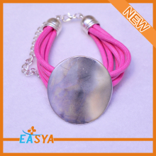 Charming Multi Neon String Leather And Metal Bracelet