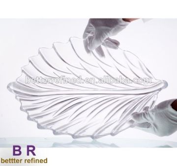 clear leaf shaped glass plates