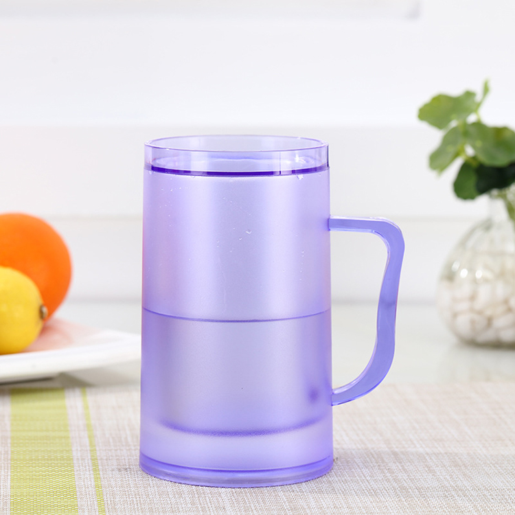 Sturdy Durable Plastic Beer Freezer Mugs, Cups, Double Wall Insulated Freezer Tumbler, Perfectly Cooling Glasses Mugs for Beer