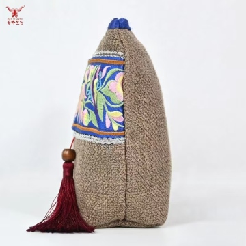 Ethnic Embroidered Cosmetic Bag with Custom Logo
