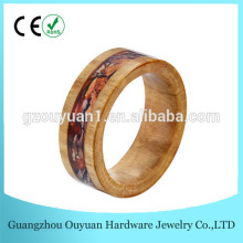 8MM Natural Wood Ring Jewelry, Real Wood Ring with Tree Camouflage Inlay