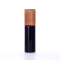 Black Glass Lotion Bottle With Rubber Wood