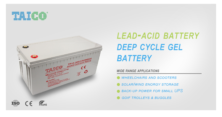 solar deep cycle battery 12v 200ah gel battery for Puerto Rico