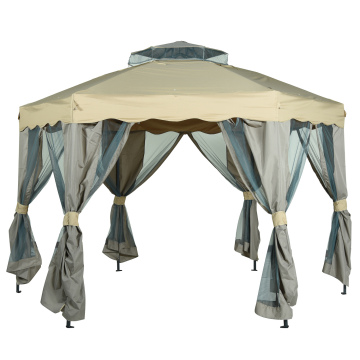 Portable Outdoor Hexagonal Folding Gazebo with Mosquito Net