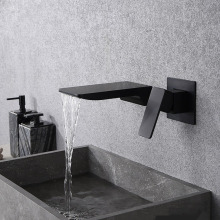 Black Matted Wall-Mounted Single Handle Basin Sink Faucet for Modern Hotel Bathrooms