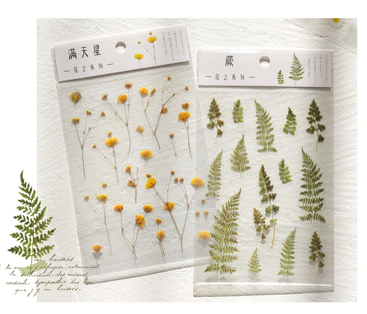 Pet Transparent Material Self-Adhesive Flower Sticker