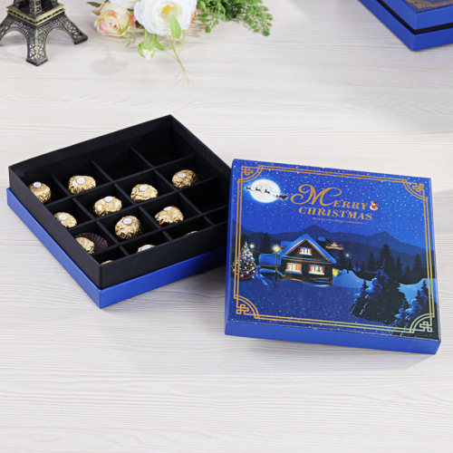 Kertas Kemasan Cokelat Kotak Hadiah Truffle Biru Kustom