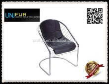 Chromed steel and PU cushion covered short back chair for party/living room
