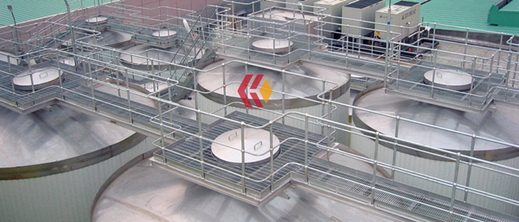 Industrial Galvanized Steel Stanchions Ball Joint Handrail Balustrades for Steel Gratings