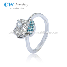 Romantic Blue Crystal Wholesale Silver Ring Mermaid Silver Ring For Girlfriend