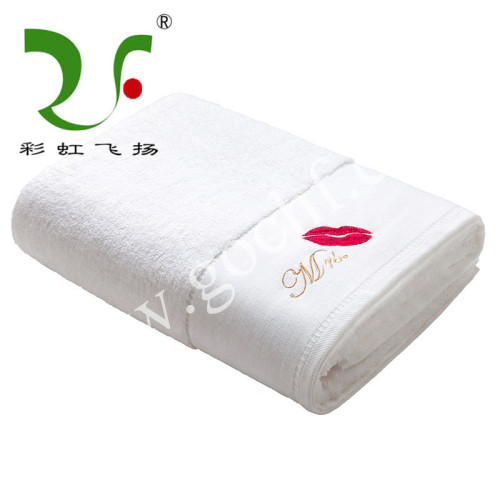 custom embroidery dobby herringbone border hotel towel white bath towel