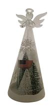 Glass Angel With Figurine LED Light Up Christmas Ornament