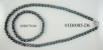 6MM Hematite Facet Round Beads Jewelry Set