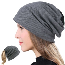 Women's Slouchy Skull Cap - Oversized Summer Beanie for Ponytails and Messy Buns