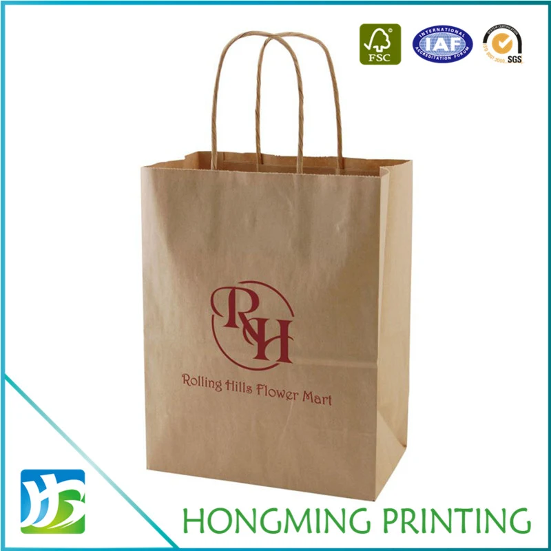 Custom Cheap Brown Kraft Paper Bag with Handle