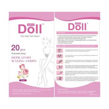 Doll Wax 20pcs Hair Removal Depilatory Waxing Strips - Rose Honey Aloe Coconut Cold Disposable Wax