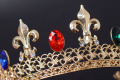 Berlapis emas Berlian Warna-warni Berlian Imitasi Mahkota Baroque
