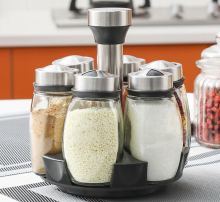 Stainless Steel Condiment Bottles - 6pcs Rotatable Seasoning Pots for Kitchen