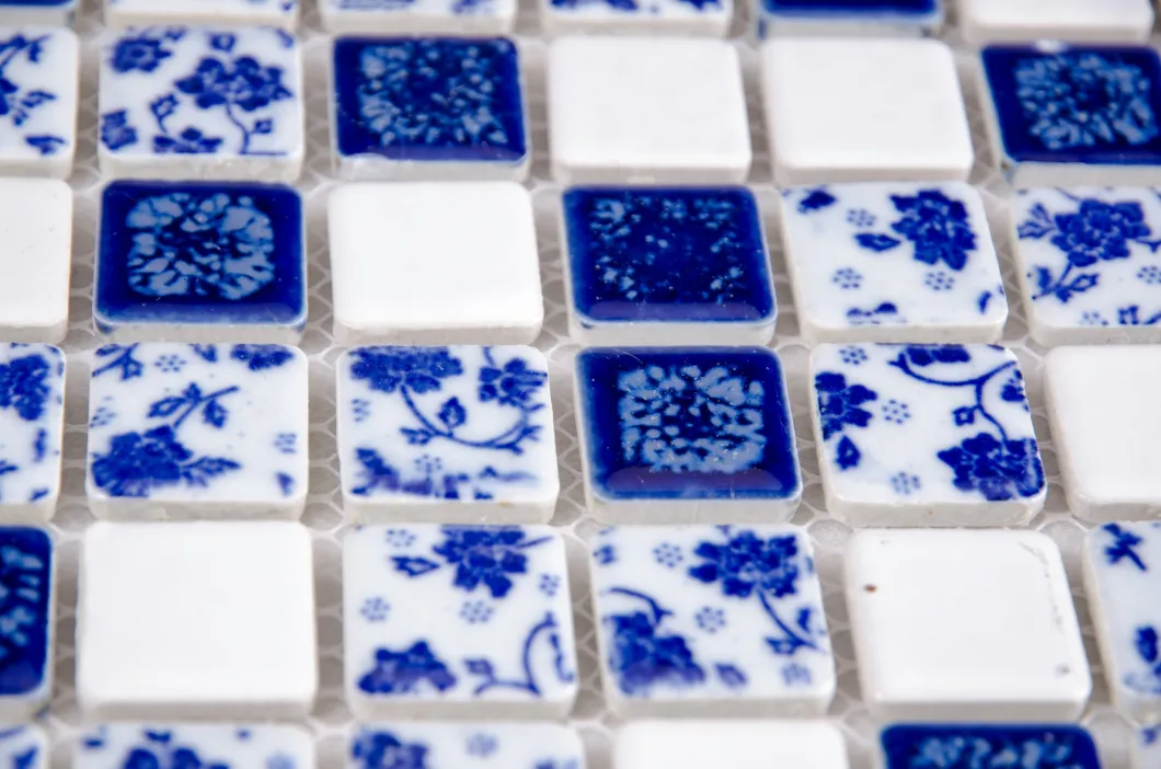 Exquisitely Made Small Chip Size Glazed Ceramic Mosaic Tile Flowers