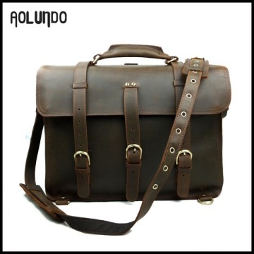 Popular men's standard genuine leather messenger laptop backpack bags