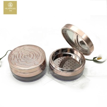 Empty rose Loose powder packing box with puff