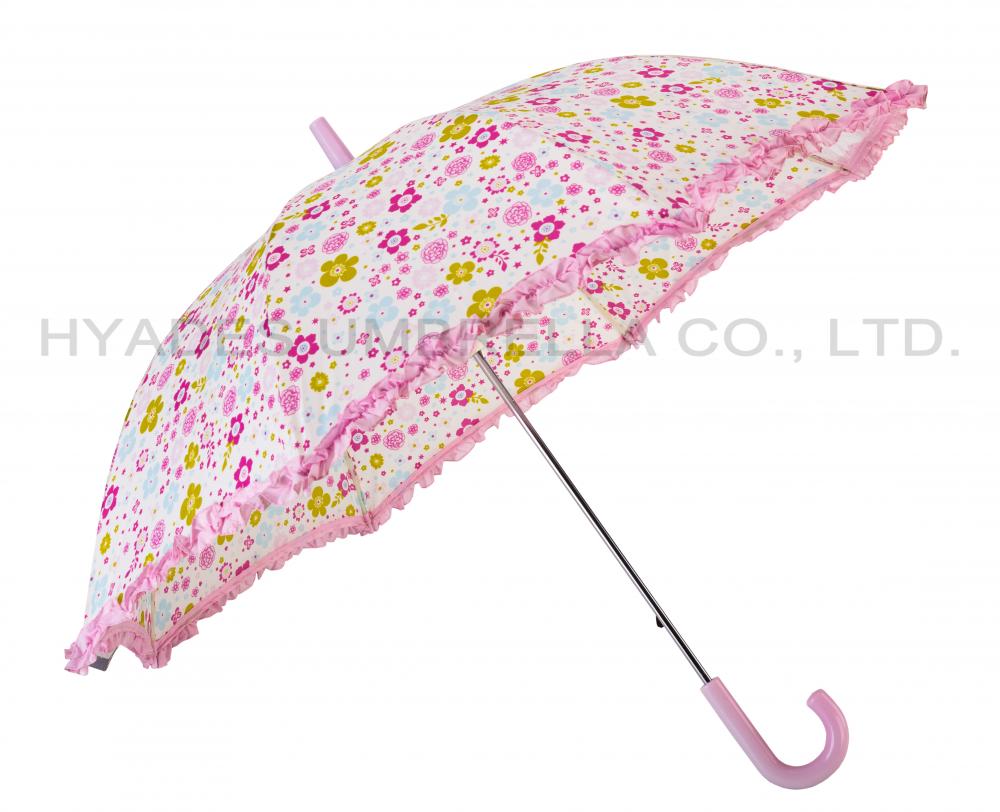 Ruffle Lace Reflective Kids Safety Open Umbrella