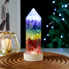 Wholesale Natural Quartz Crystal Obelisk Healing Handmade Resin Crystal Lamp