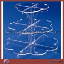 Crystal 3 tier flower acrylic cupcake display holder