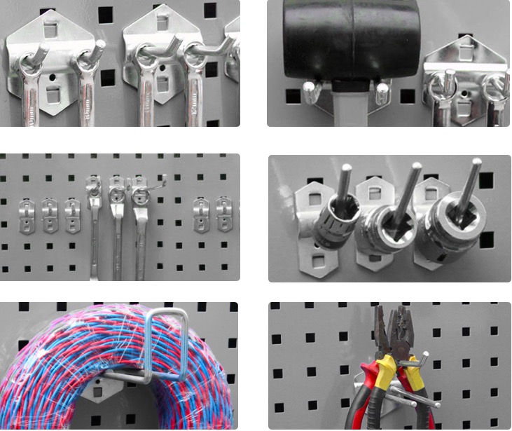 Multi Function pegboard  square hole perforated panels tool display hooks